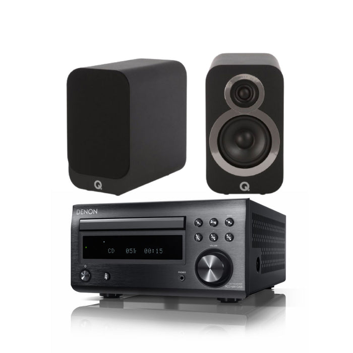 Q Acoustics 3010i Bookshelf Speaker (Pair) + Denon D-M41 Stereo System Bundle