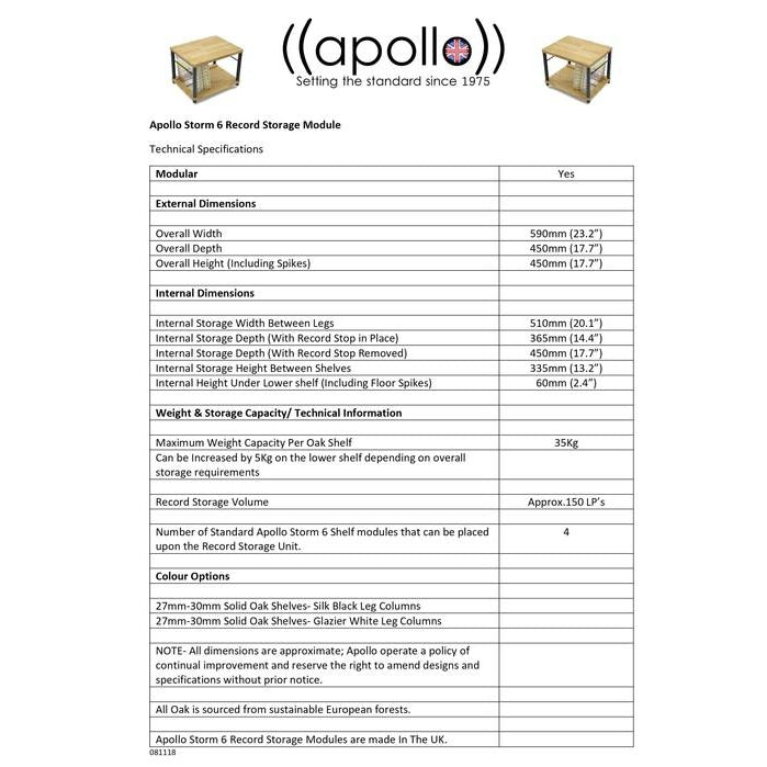 Atacama Apollo Storm 6 Two Shelf Vinyl Storage Module