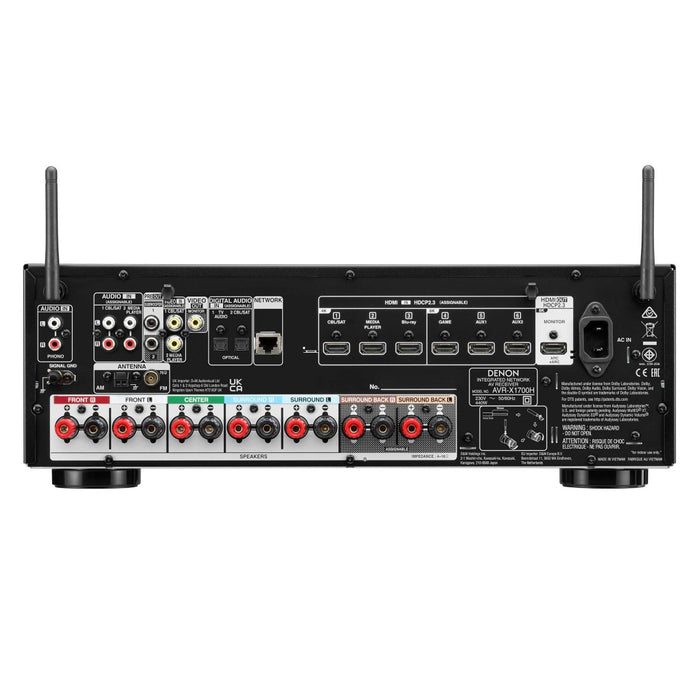 Denon AVR-X1700H 7.2 Channel AV Receiver - Rear
